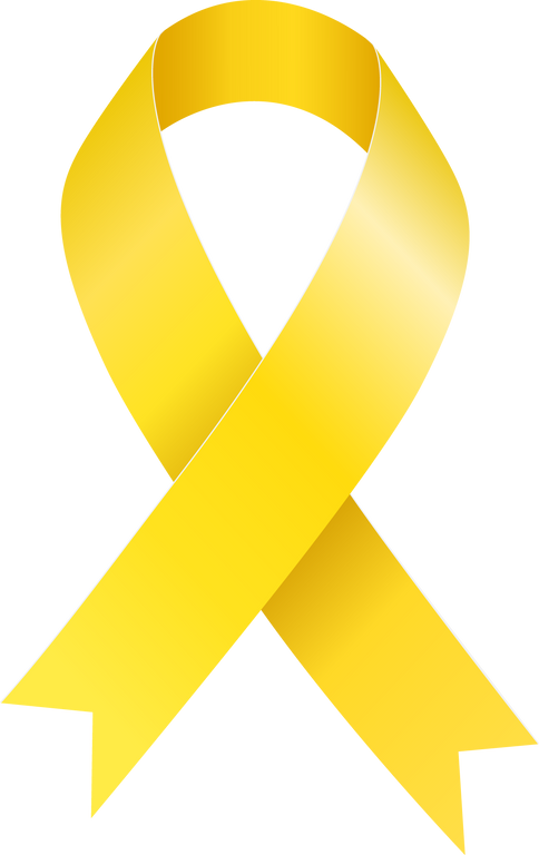 Yellow awareness ribbon.